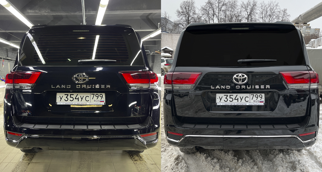 Оклейка заднего стекла черным полиуретаном Toyota 300